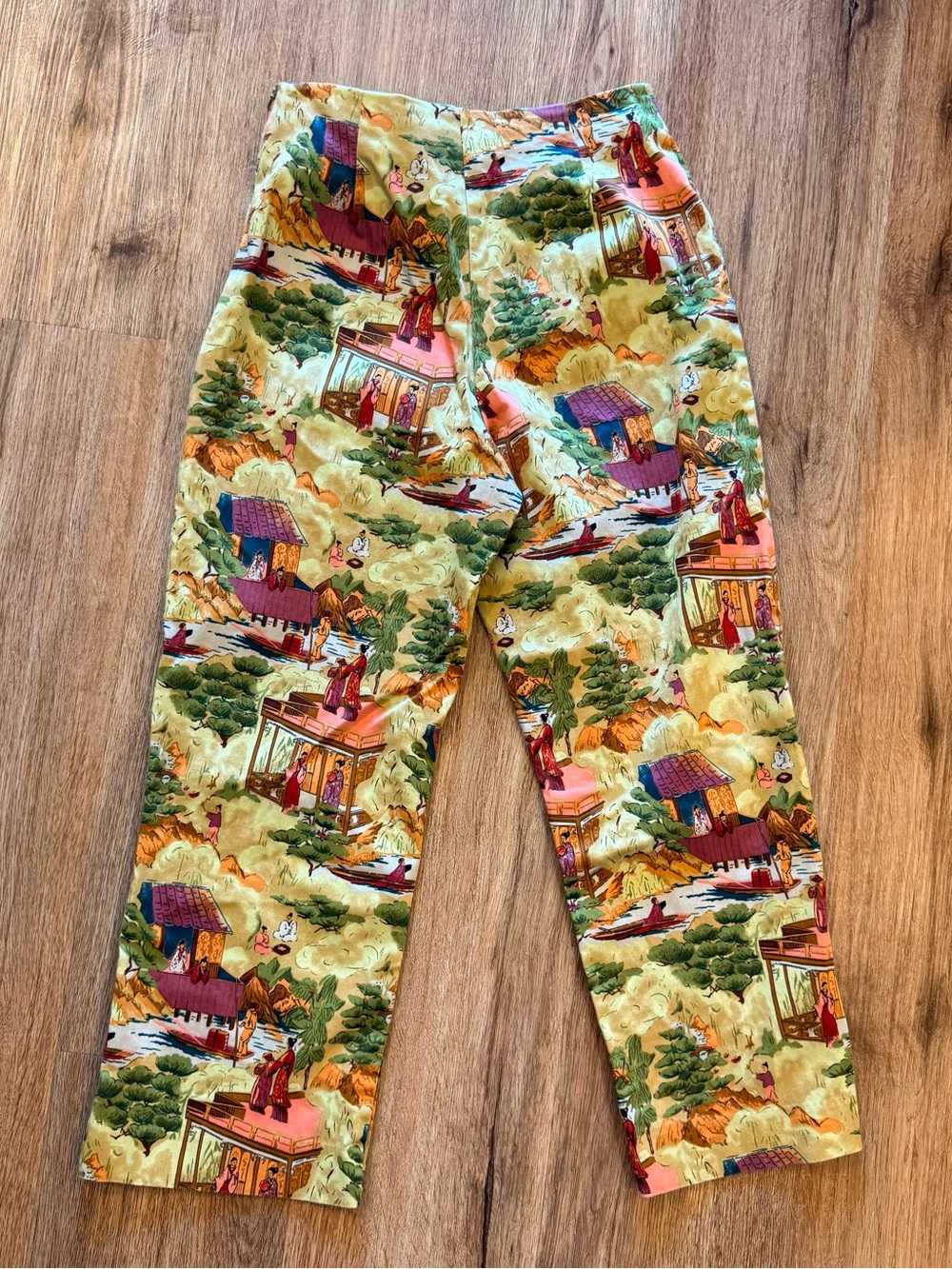 Vintage 90s Y2K Asian Capri Pants Chinoiserie Chinese Colorful Women’s Size XS - Picture 3 of 10